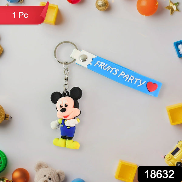 Cute Cartoon Silicone 3D Key Chain with Metal Hook & Strap (Pack of 1)