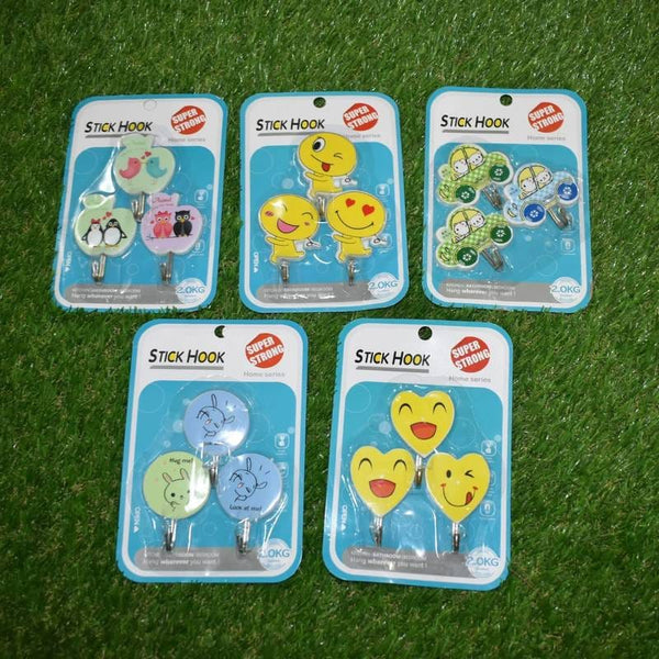 (12 pkts) Self-Adhesive  Wall Hooks, Cartoon Theme