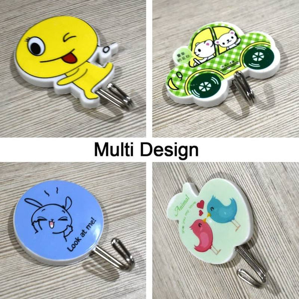 (12 pkts) Self-Adhesive  Wall Hooks, Cartoon Theme